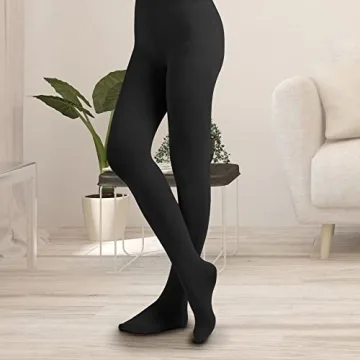 Black Opaque Dance Tights for Women by EMEM Apparel