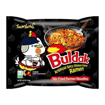 Samyang Buldak (Korean) Hot Spicy Chicken Stir Fried Ramen (Noodles) 4.94 oz (Pack of 20)