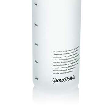 Glow Bottle Motivational Water Bottle with Time Marker Reminders | BPA Free Frosted Tritan Plastic, Leak Proof Durable Water Bottle & Drop Resistant | 1 Liter 32 oz.Purple Color