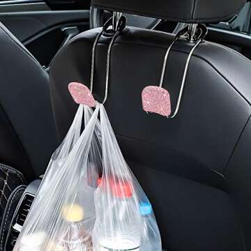 SAVORI Bling Car Headrest Hooks for Stylish Organization