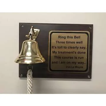 Solid Brass Wall Mounted Ship Hanging Bell for Reception, School, Outdoor, Indoor, Dinner & Chruch - 6 Inch by The Metal Magician