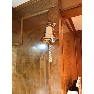Solid Brass Wall Mounted Ship Hanging Bell for Reception, School, Outdoor, Indoor, Dinner & Chruch - 6 Inch by The Metal Magician