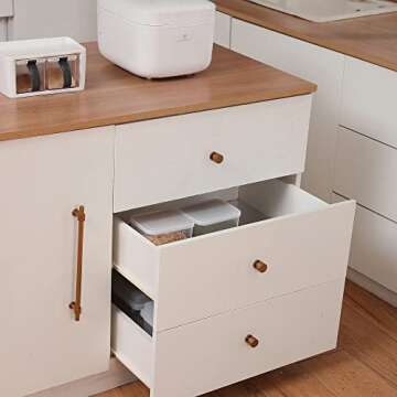 CEYMIO Stylish 1 Inch Drawer Knobs - 5 Pack Brass