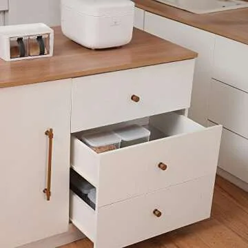 CEYMIO Stylish 1 Inch Drawer Knobs - 5 Pack Brass