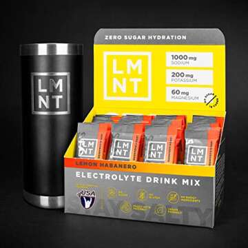 LMNT ELEMENTAL LABS LMNT Zero-Sugar Electrolytes - Lemon Habanero Salt - Hydration Powder Packets | No Artificial Ingredients | Keto & Paleo Friendly | 30 Sticks