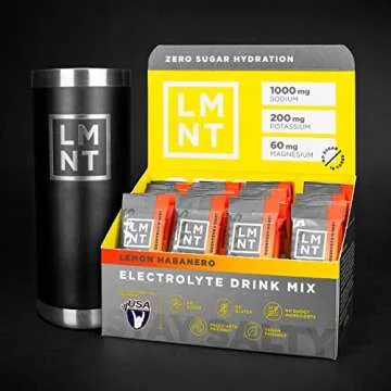 LMNT ELEMENTAL LABS LMNT Zero-Sugar Electrolytes - Lemon Habanero Salt - Hydration Powder Packets | No Artificial Ingredients | Keto & Paleo Friendly | 30 Sticks