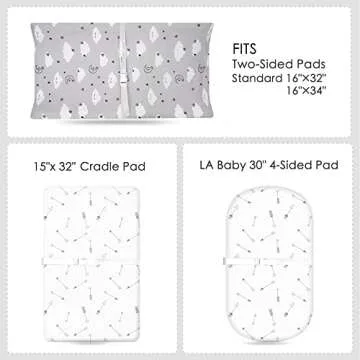 TILLYOU Changing Pad Cover Set in Soft Jersey Material - Fits 32"/34''x16 Contoured Pad for Babies, Clouds & Arrows