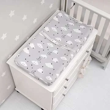 TILLYOU Changing Pad Cover Set in Soft Jersey Material - Fits 32"/34''x16 Contoured Pad for Babies, Clouds & Arrows