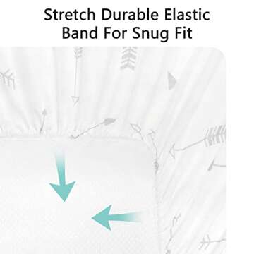 TILLYOU Changing Pad Cover Set in Soft Jersey Material - Fits 32"/34''x16 Contoured Pad for Babies, Clouds & Arrows