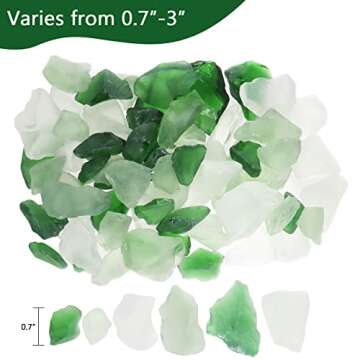 Ausluru 5LB Frosted Sea Glass Vase fillers Crushed Glass, Sea Glass Decor Ideal for Christmas DIY Craft, Aquarium Gravels, Home Decor Crushed Sea Glass Pieces for Beach Wedding, 0.7-3Inch Green Mixed