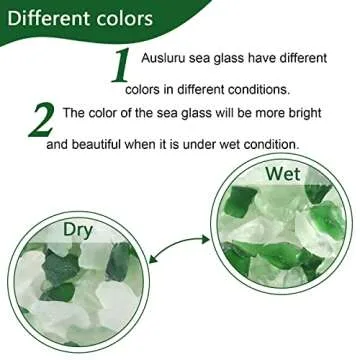 Ausluru 5LB Frosted Sea Glass Vase fillers Crushed Glass, Sea Glass Decor Ideal for Christmas DIY Craft, Aquarium Gravels, Home Decor Crushed Sea Glass Pieces for Beach Wedding, 0.7-3Inch Green Mixed