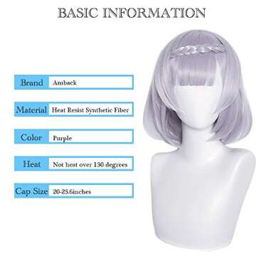 Amback Purple Noelle Cosplay Wig for Gaming and Costume Fun