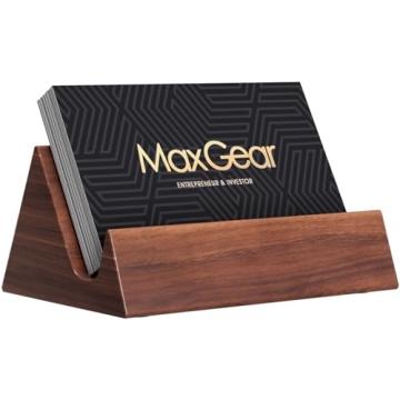 MaxGear Walnut Wood Business Card Holder for Professionals