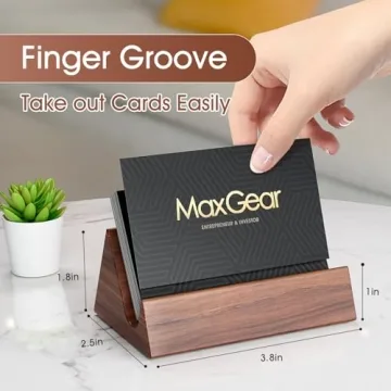 MaxGear Walnut Wood Business Card Holder for Professionals