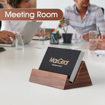 MaxGear Walnut Wood Business Card Holder for Professionals