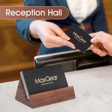 MaxGear Walnut Wood Business Card Holder for Professionals