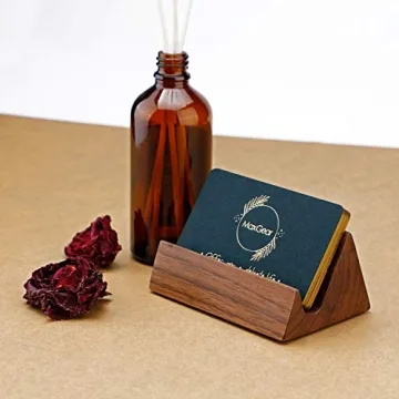 MaxGear Walnut Wood Business Card Holder for Professionals