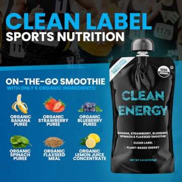 Clean Label Organic Fruit Smoothie Sports Pouches - Healthy Nutrition Drinks, Gluten Free, Caffeine ...