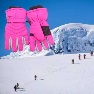 kimmyku Toddler Waterproof Winter Thinsulate Snow Ski Gloves for Kids Childs Boy Girls Light Pink 3 ...