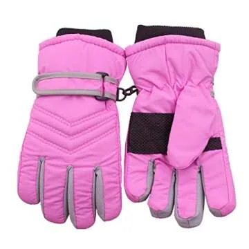 kimmyku Toddler Waterproof Winter Thinsulate Snow Ski Gloves for Kids Childs Boy Girls Light Pink 3 4 5 Years