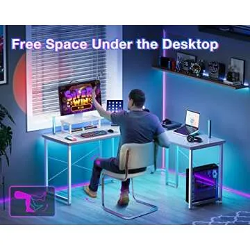 ODK L Shaped Gaming Desk, 51 Inch Computer Desk with Monitor Stand, PC Gaming Desk, Corner Desk Table for Home Office Sturdy Writing Workstation, Carbon Fiber Surface, White