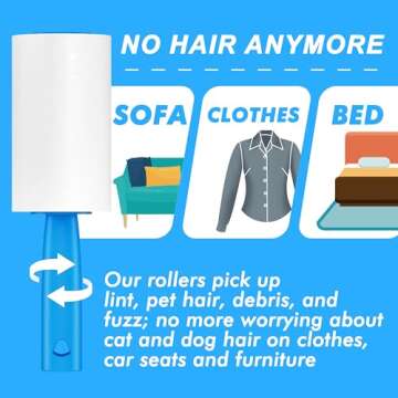Extra Sticky Lint Roller, Mega Value Set 400 Sheets for Pet Hair Removal, Dog and Cat Lint Remover for Clothes, Furniture, Carpet
