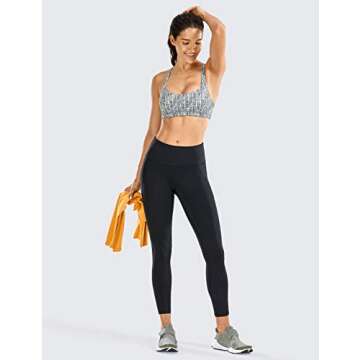 CRZ YOGA Women's Hugged Feeling Compression Running Leggings 25 Inches - Non See-Through Thick Training Tights Workout Pants Black 25'' - R424 Running Medium