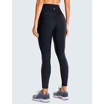CRZ YOGA Women's Hugged Feeling Compression Running Leggings 25 Inches - Non See-Through Thick Training Tights Workout Pants Black 25'' - R424 Running Medium