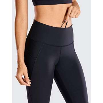 CRZ YOGA Women's Hugged Feeling Compression Running Leggings 25 Inches - Non See-Through Thick Training Tights Workout Pants Black 25'' - R424 Running Medium