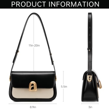 LA FESTIN Leather Shoulder Bag For Women - Adjustable Strap Crossbody Purses For Women (Black and Ivory)