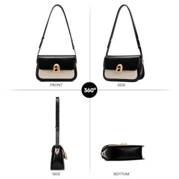 LA FESTIN Leather Shoulder Bag For Women - Adjustable Strap Crossbody Purses For Women (Black and Ivory)