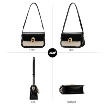 LA FESTIN Leather Shoulder Bag For Women - Adjustable Strap Crossbody Purses For Women (Black and Ivory)