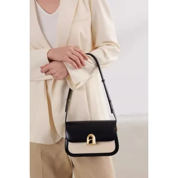 LA FESTIN Leather Shoulder Bag For Women - Adjustable Strap Crossbody Purses For Women (Black and Ivory)