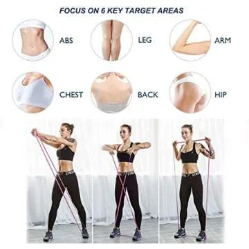 Pull Up Resistance Bands Long Fabric Exercise Booty Bands Set of 8, Long Workout Bands with Door Anchor, Handles,Non Slip Elastic Home Gym Stretch Fitness Loop Bands Squat Glute Red