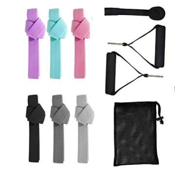 Pull Up Resistance Bands Long Fabric Exercise Booty Bands Set of 8, Long Workout Bands with Door Anchor, Handles,Non Slip Elastic Home Gym Stretch Fitness Loop Bands Squat Glute Red