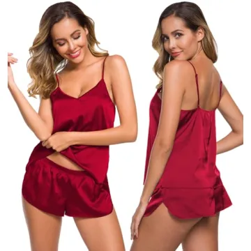 SWOMOG Women's 4pcs Satin Pajama Set - Luxe Sleepwear