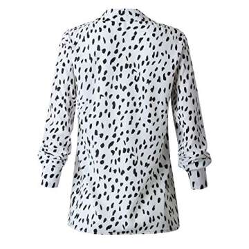 Women Leopard Print Tops -Casual V Neck Long Sleeve Button Down Shirt Knit Tunic Blouses S