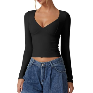 Stylish and Comfortable Double Lined Long Sleeve Tops by QINSEN for Chic Outings