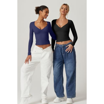 QINSEN Stylish Double Lined Long Sleeve Tops for Women