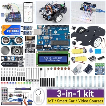 SunFounder Ultimate Starter Kit Compatible with Arduino UNO IDE Scratch, 3 in 1 IoT/Smart Car/Basic ...