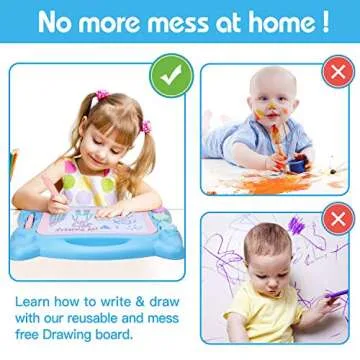KingsDragon Magnetic Drawing Board Large Erasable Drawing Doodle Board Toy with Foldable Stand Cute Stamps,Writing Sketching Drawing Doodle Pad for Kids Toddler Boys Girls Birthday Gift