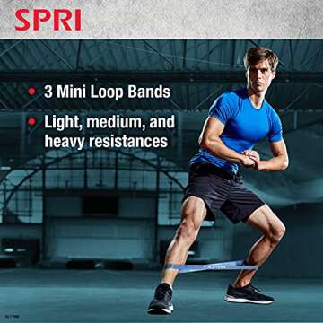 SPRI Mini Loop Bands Kit: 3 Resistance Bands for Lower Body Workouts