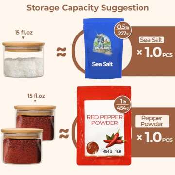 ComSaf 15oz Glass Food Storage Jars Set of 6, Clear Glass Storage Containers with Lids, Pantry Organization Jar, Spice, Blooming Tea, Coffee, Cookie and Sugar Container, Small jar Set for Kitchen