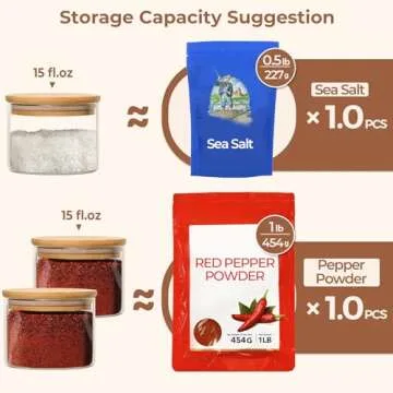 ComSaf 15oz Glass Food Storage Jars Set of 6, Clear Glass Storage Containers with Lids, Pantry Organization Jar, Spice, Blooming Tea, Coffee, Cookie and Sugar Container, Small jar Set for Kitchen