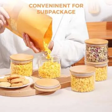 ComSaf 15oz Glass Food Storage Jars Set of 6, Clear Glass Storage Containers with Lids, Pantry Organization Jar, Spice, Blooming Tea, Coffee, Cookie and Sugar Container, Small jar Set for Kitchen