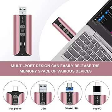 Flash Drive 256GB for iPhone USB Memory Stick Thumb Drives High Speed USB Stick,Photo Stick External Storage for iPhone/iPad/Android/PC(Pink)