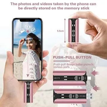 Flash Drive 256GB for iPhone USB Memory Stick Thumb Drives High Speed USB Stick,Photo Stick External Storage for iPhone/iPad/Android/PC(Pink)