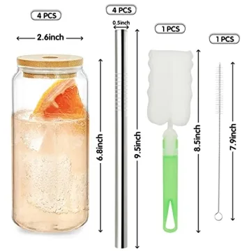 EFLYING 20 Oz Beer Can Glasses with Bamboo Lid & Straw