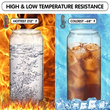 EFLYING 20 Oz Beer Can Glasses with Bamboo Lid & Straw