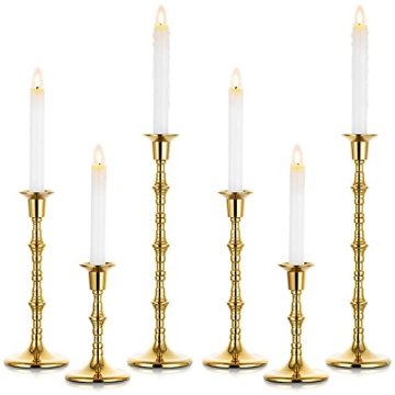 Sziqiqi Gold Candlestick Holders for Taper Candles - Set of 6 Tall Candle Sticks Holder Decor for Ta...